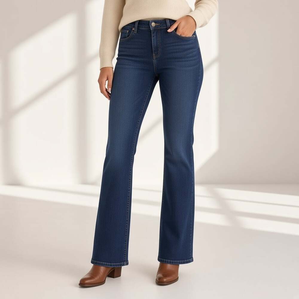 CAbi Jeans Medium Wash Gold Topstitch Bootcut Stretch Jeans Size 10